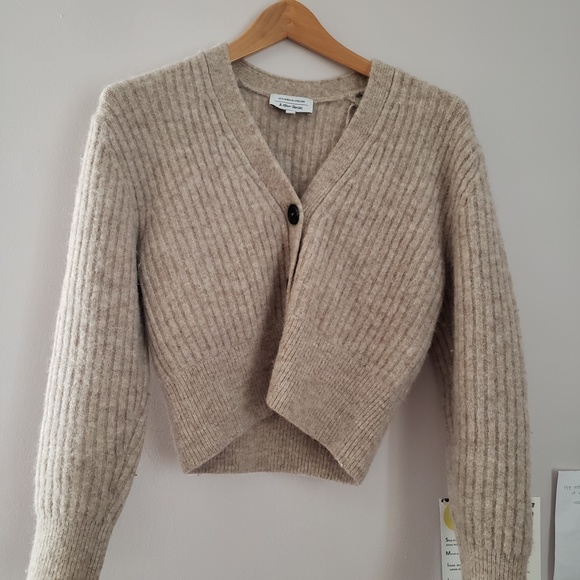 SOLD & Other Stories alpaca wool blend cardigan in oatmeal (S) - Picture 3 of 7